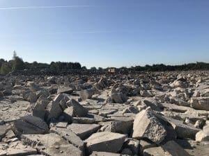 Breaking up concrete to make way for park homes in Selby, North Yorkshire